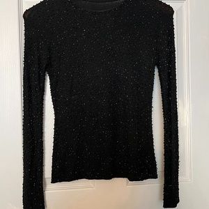 Black beaded long sleeved blouse